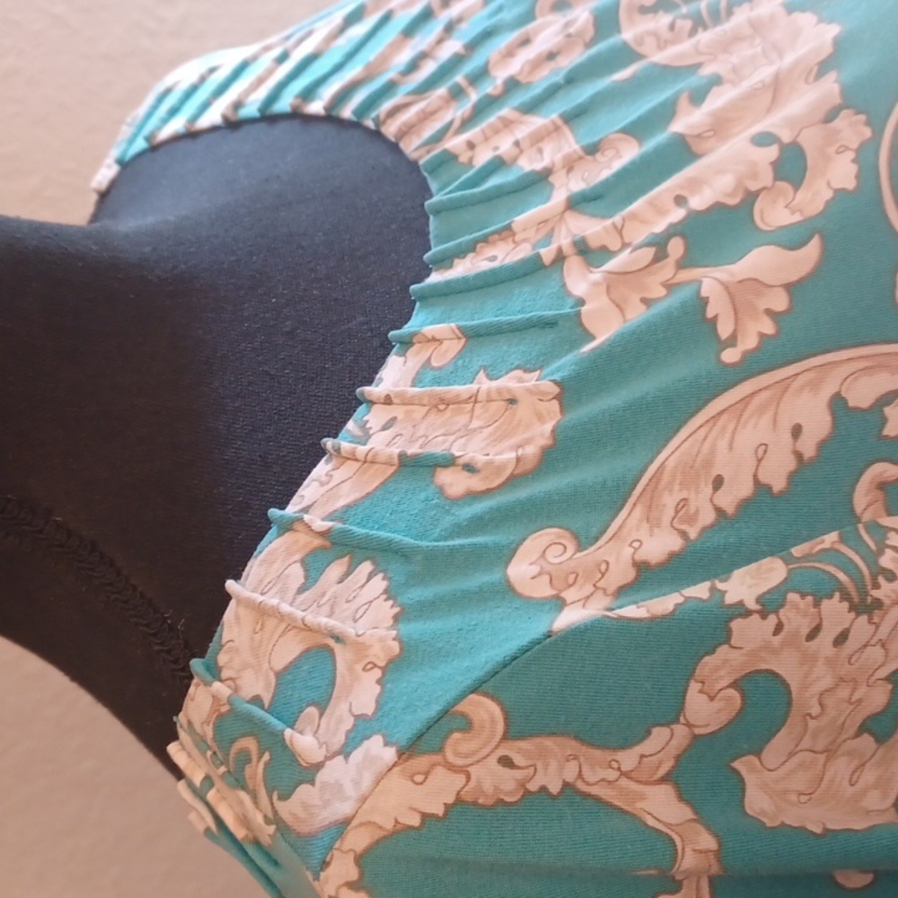 Talbots Teal and Tan Paisley Print Blouse. - Picture 2 of 5